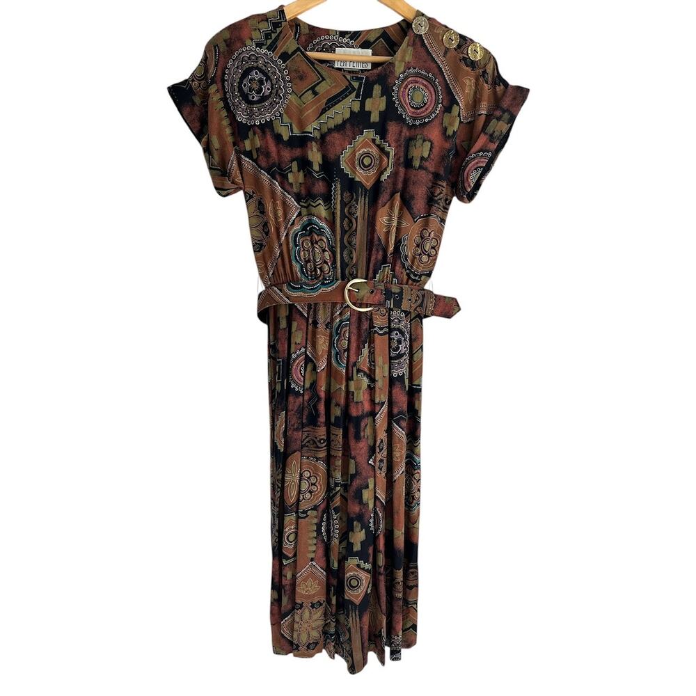 Vintage USA Peri Petites Women’s Size 8 80s Boho Midwestern Dress‎